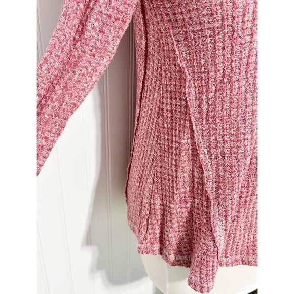 Almost Famous Knit Scoop Neck Long Sleeve Top Heather Reddish Pink Size Medium - Picture 5 of 13